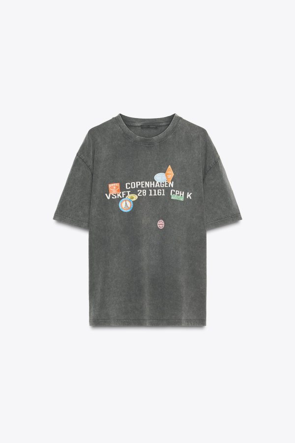 BASKILI YAMALI SOLUK EFEKTLİ T-SHIRT - از برند زارا
