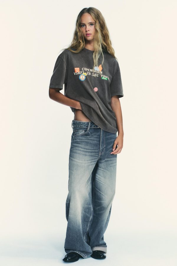 BASKILI YAMALI SOLUK EFEKTLİ T-SHIRT - از برند زارا