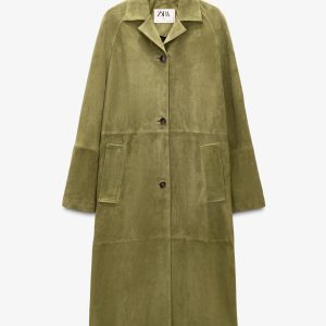 کابان بلند چرم سوئدی با یقه چنتیک از برند زارا (زنانه)