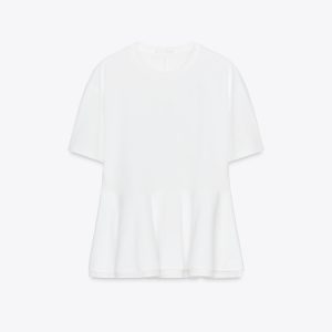 تی‌شرت اسلیم فیت یقه گرد آستین کوتاه از برند زارا (زنانه)