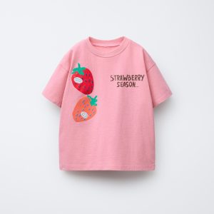 تی‌شرت یقه گرد میوه‌ای پنبه‌ای از برند زارا (بچه گانه)