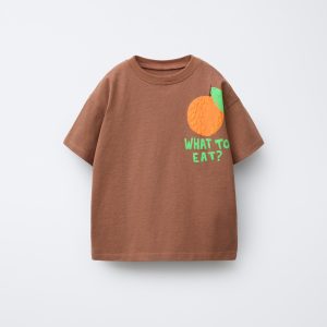 تی‌شرت یقه گرد میوه‌ای پنبه‌ای از برند زارا