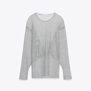 تاپ فلزی یقه دوچرخه‌ای و آستین باتلاق از برند زارا (زنانه)