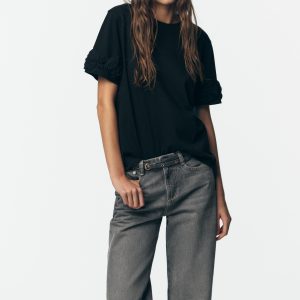 VOLANLI ÇİÇEKLİ T-SHIRT - از برند زارا
