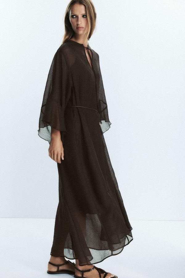 KEMERLİ KAFTAN ELBİSE - از برند زارا