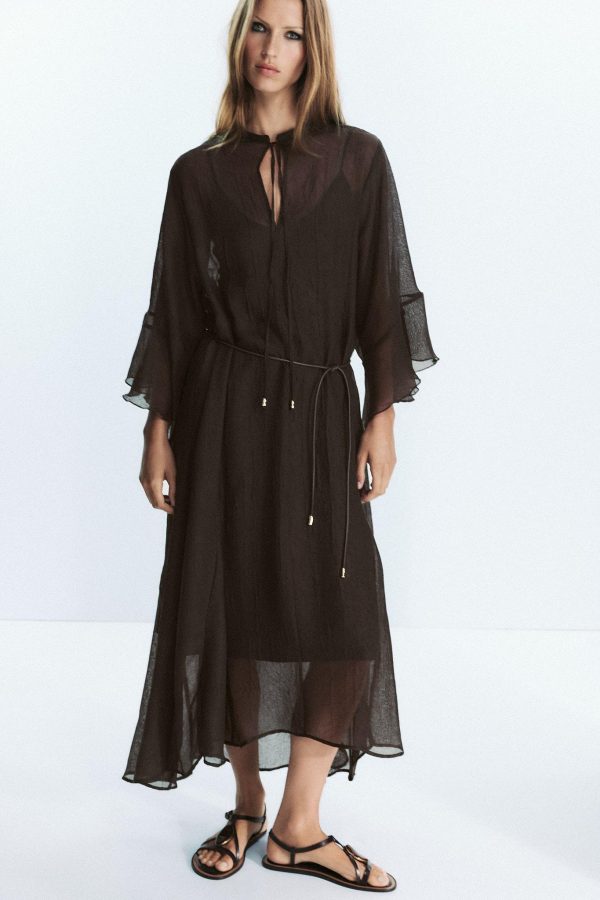 KEMERLİ KAFTAN ELBİSE - از برند زارا