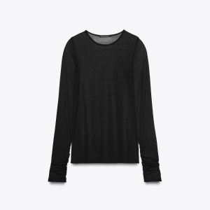 تی‌شرت یقه گرد نیمه شفاف آستین بلند از برند زارا (زنانه)