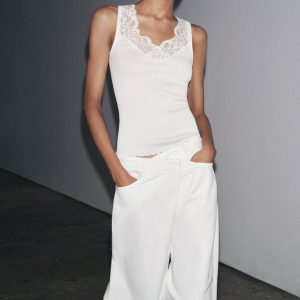 DANTEL DETAYLI FİTİLLİ T-SHIRT - از برند زارا