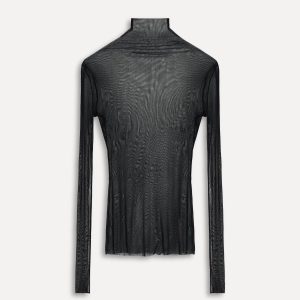 بلوز نیمه‌شفاف ابریشمی با یقه ایستاده از برند زارا