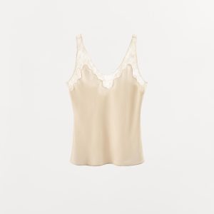 تاپ ساتن یقه گرد با دانتل از برند زارا (زنانه)