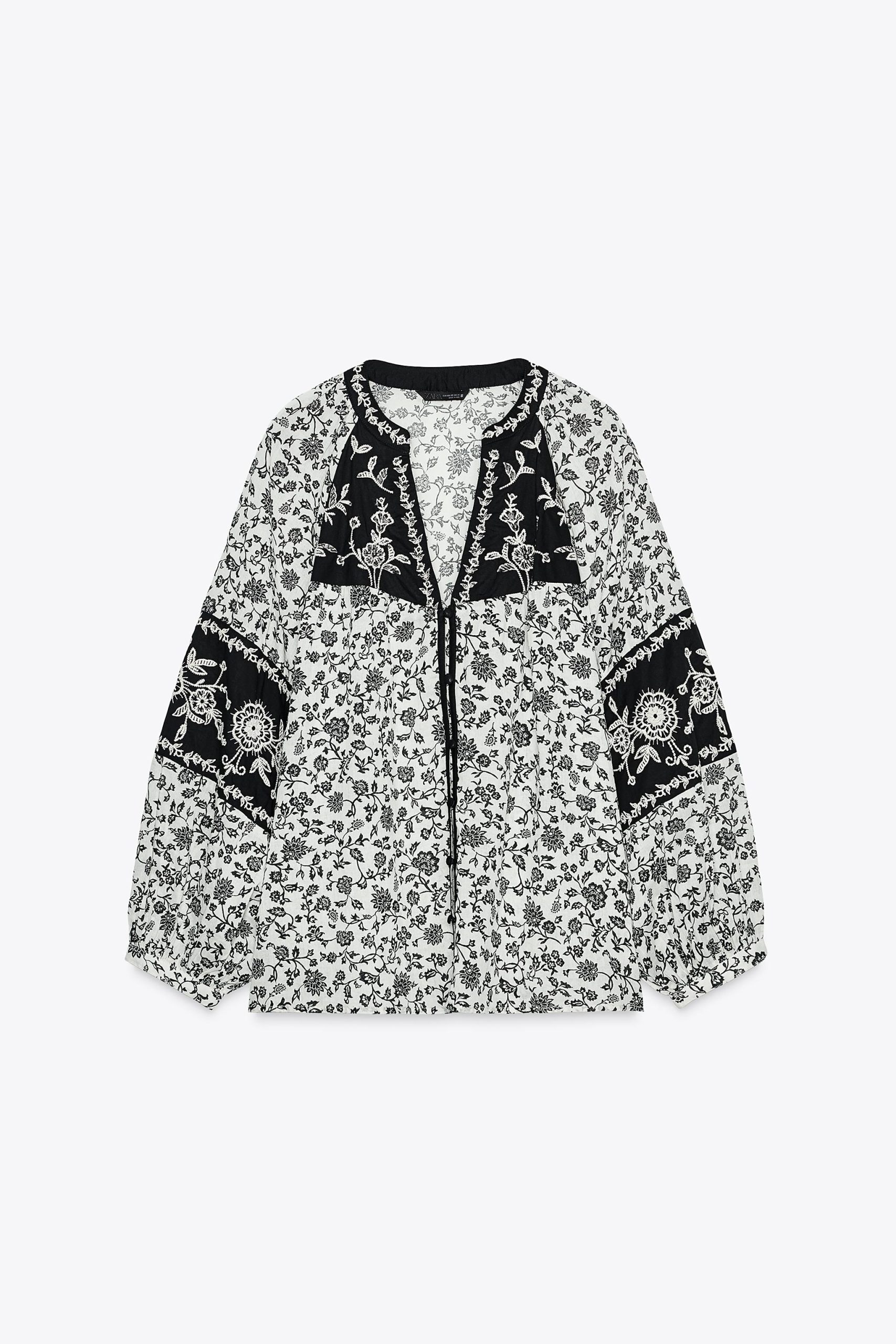 بلوز آستین بلند گلدوزی شده از برند زارا (زنانه)