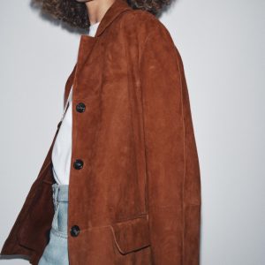 بلزر چرم جیر زنانه با یقه چنتیک از برند زارا (زنانه)