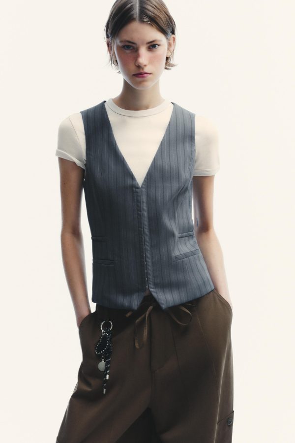 İNCE ÇİZGİİ CROP YELEK - از برند زارا
