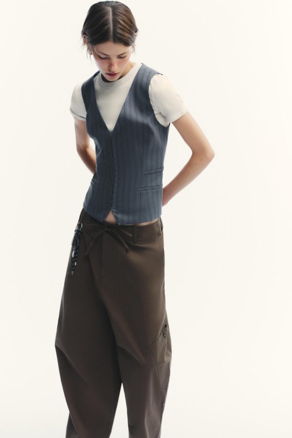 İNCE ÇİZGİİ CROP YELEK - از برند زارا