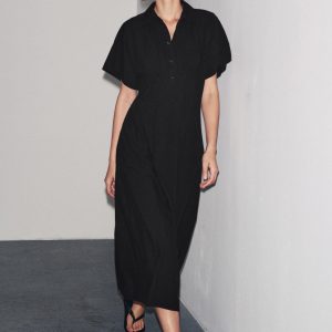 ZW COLLECTION KISA KOLLU POPLİN ELBİSE - از برند زارا