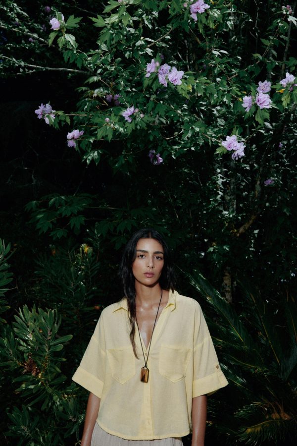 KETEN CROP GÖMLEK - از برند زارا