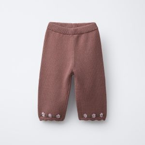 شلوار تریکو با کمر الاستیک و گلدوزی از برند زارا