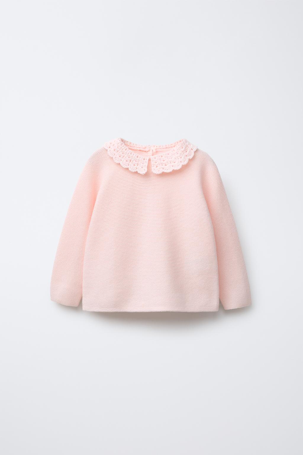 ژاکت بافتنی یقه بیسیکلت و دکمه از برند زارا (بچه گانه)