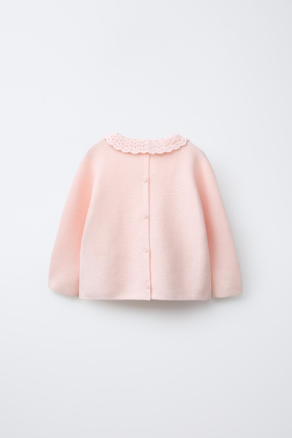 ژاکت بافتنی یقه بیسیکلت و دکمه از برند زارا (بچه گانه)