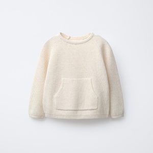 ژاکت بافتنی یقه گرد و جیب کنگروئی از برند زارا