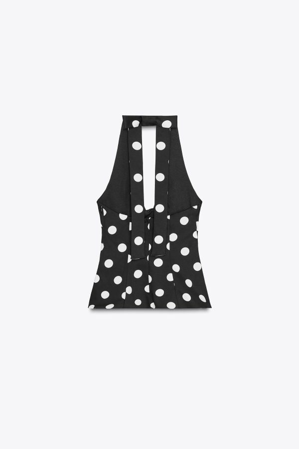 SIRTI FİYONKLU PUANTİYELİ HALTER YAKA TOP - از برند زارا