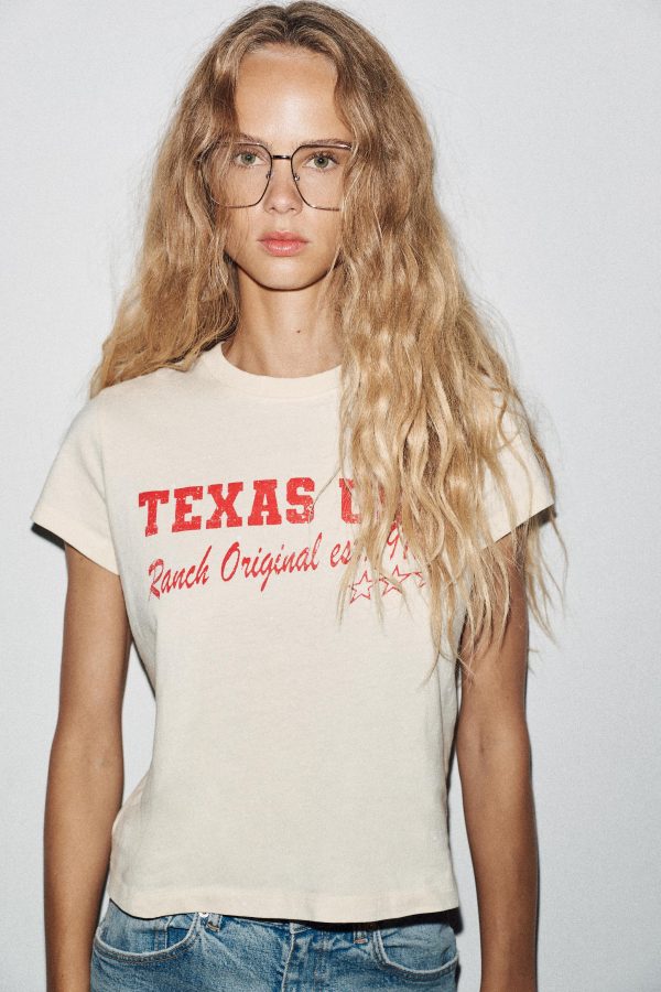 SLOGANLI SOLUK EFEKTLİ T-SHIRT - از برند زارا