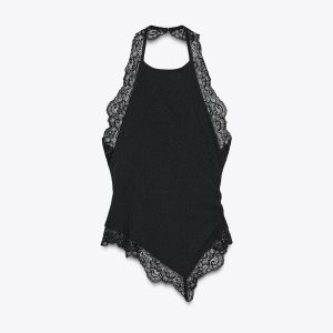 DANTEL DETAYLI DOKULU HALTER TOP - از برند زارا