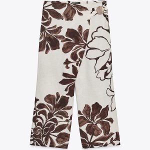 شلوار بلند کمر بلند با دکمه و زیپ مخف از برند زارا (زنانه)