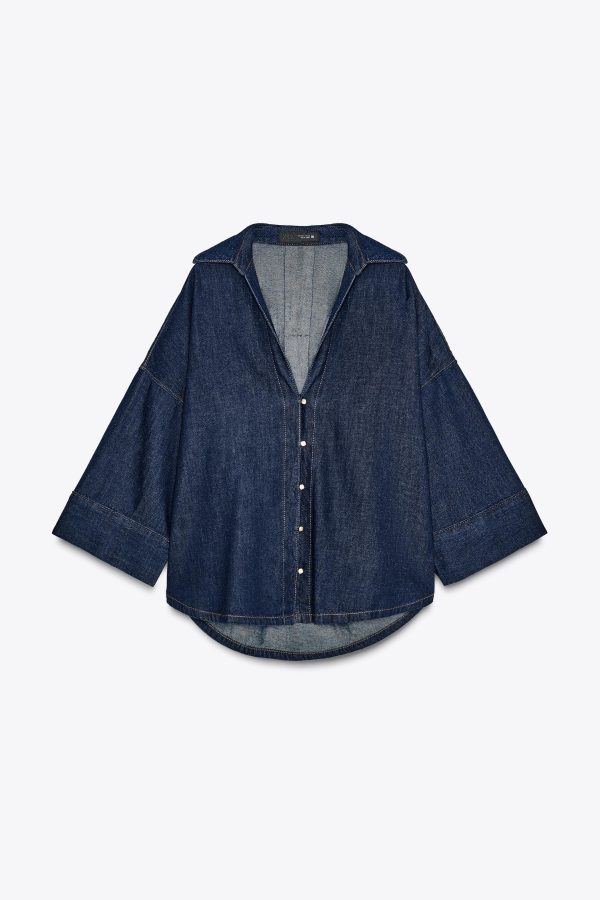 DENIM GÖRÜNÜMLÜ DÜĞMELİ GÖMLEK - از برند زارا