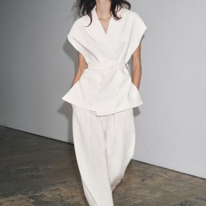 KETEN KARIŞIMLI PENSLİ PANTOLON ZW COLLECTION - از برند زارا