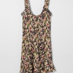 لباس کوتاه ابریشمی با یقه گرد و گلدار از برند زارا (زنانه)