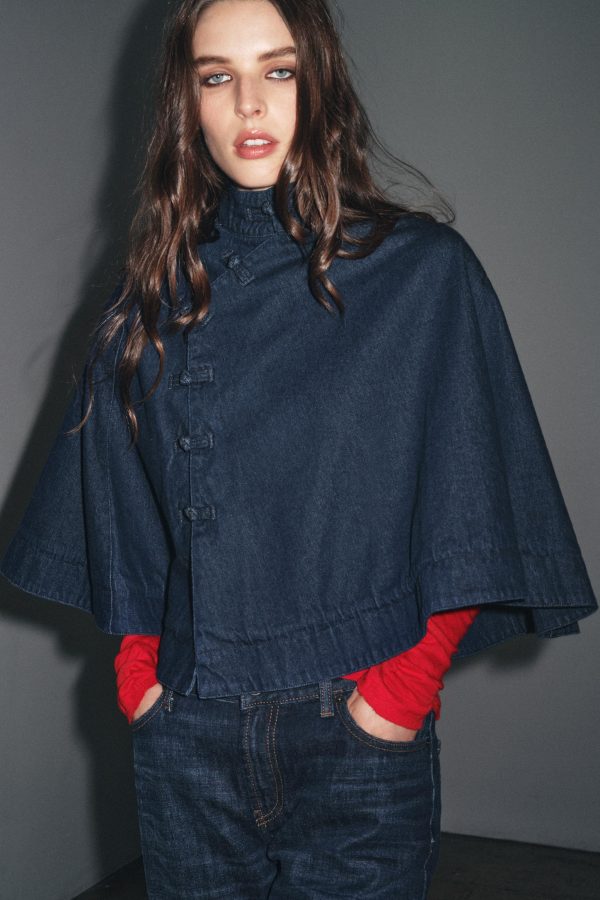 ÜSLÜ DÜĞMELİ DENIM PANÇO - از برند زارا