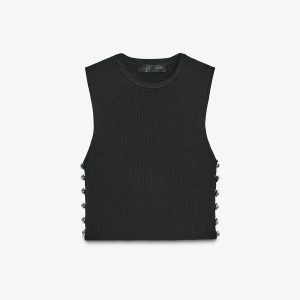 تاپ کوتاه یقه‌دار بدون آستین از برند زارا (زنانه)