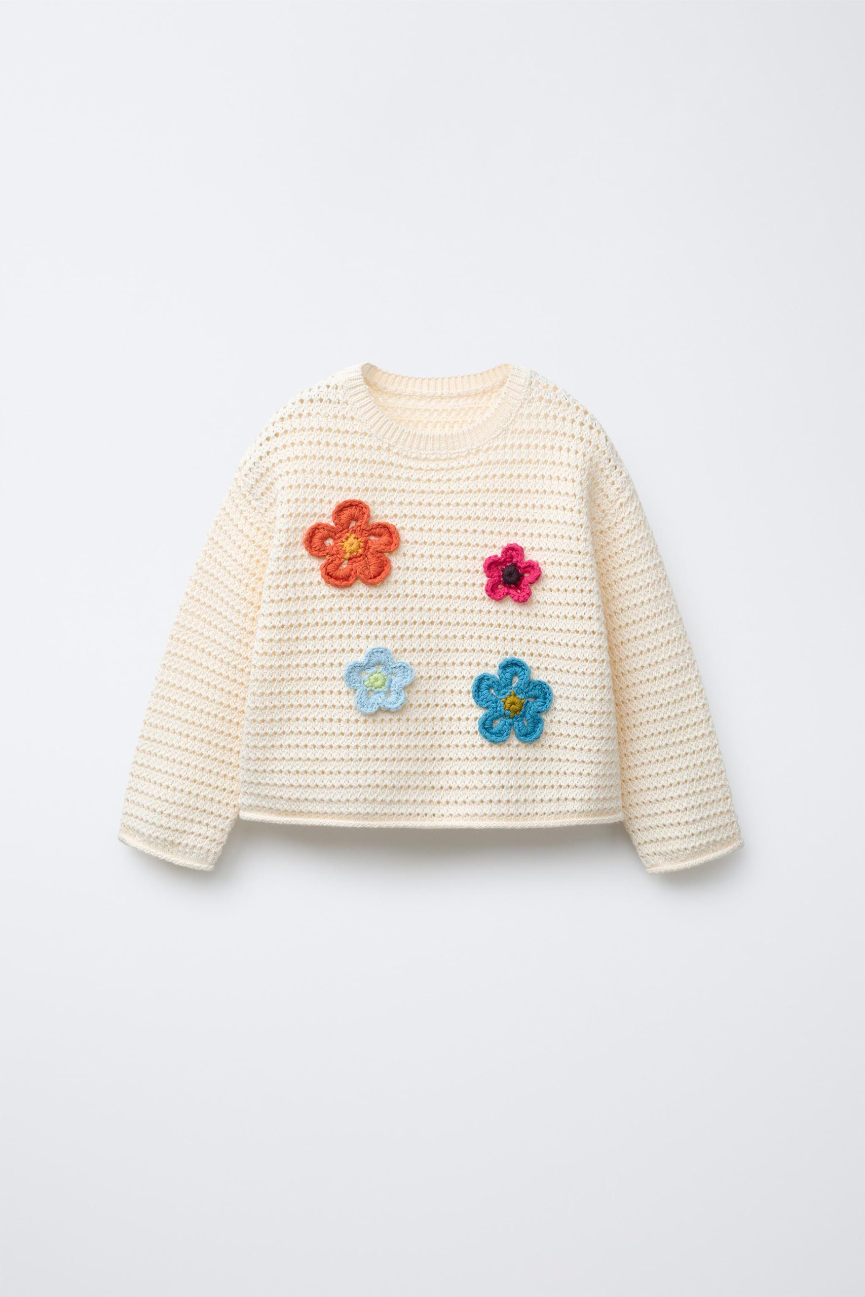 کاپشن بافتنی آستین بلند گلدار از برند زارا