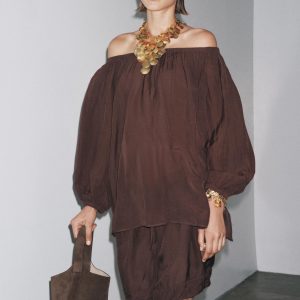 بلوز کتان زنانه با یقه ساده و پفی از برند زارا (زنانه)