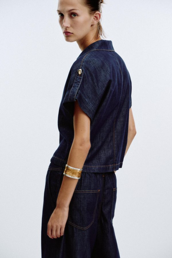 Z1975 DENIM KISA KOLLU GÖMLEK - از برند زارا
