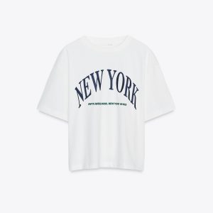 تی‌شرت اوور سایز یقه گرد آستین کوتاه از برند زارا (زنانه)