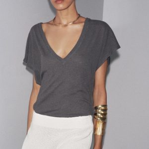 PAMUKLU - KETEN T-SHIRT - از برند زارا
