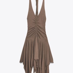 لباس زنانه یقه هالتری چین‌دار از برند زارا (زنانه)