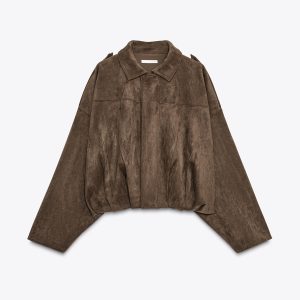 کت جکت بمب‌افکن یقه‌دار چین‌دار از برند زارا (زنانه)