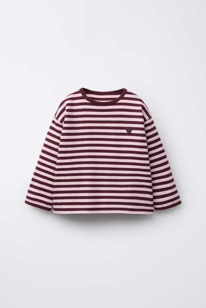 AĞIR KUMAŞ KALP YAMALI DOKUMA ÇİZGİİ T-SHIRT - از برند زارا