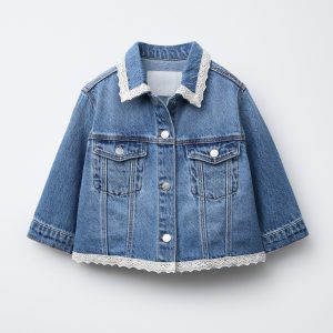 کت جین آستین بلند با جیب و گلدوزی از برند زارا