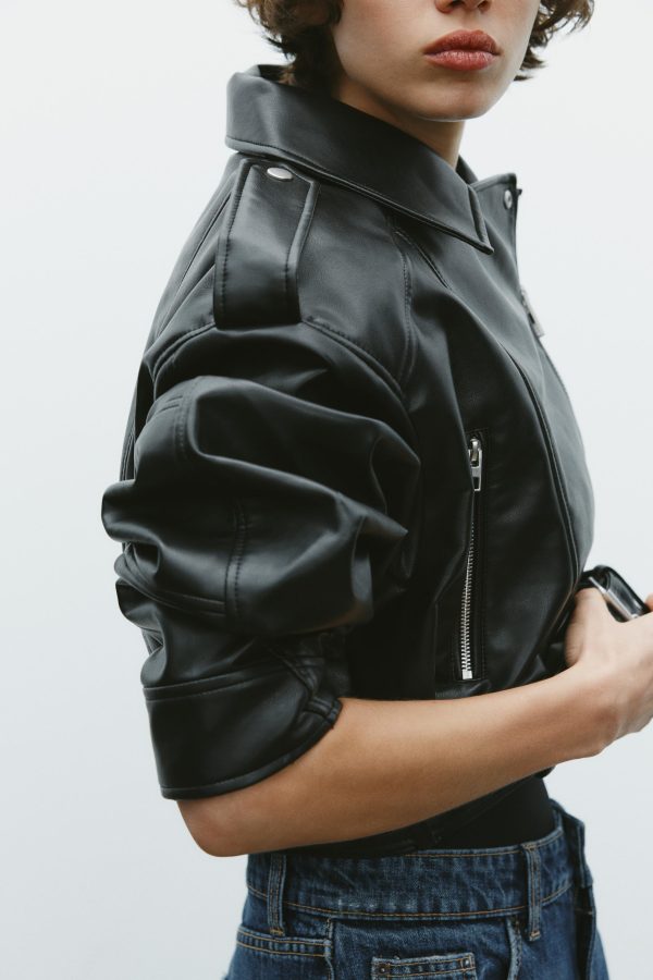 SUNİ DERİ CROP BIKER CEKET - از برند زارا