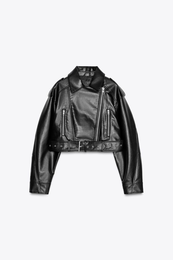 SUNİ DERİ CROP BIKER CEKET - از برند زارا