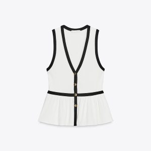 تاپ بدون آستین V یقه با پیپلم از برند زارا (زنانه)