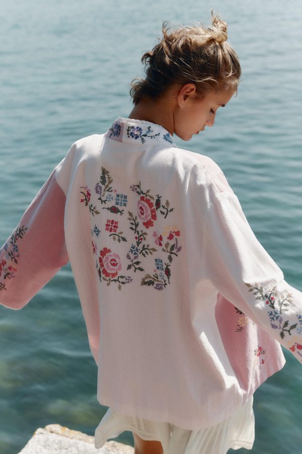 ÇİÇEK İŞLEMELİ PAMUKLU KAFTAN - از برند زارا