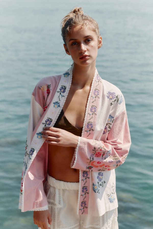 ÇİÇEK İŞLEMELİ PAMUKLU KAFTAN - از برند زارا