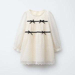 پیراهن توری آستین بلند با گره از برند زارا