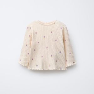 تی‌شرت آستین بلند گل‌دار با دکمه از برند زارا (بچه گانه)