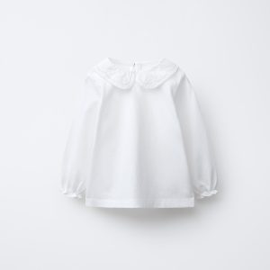 تی‌شرت آستین‌بلند گلدوزی شده پنبه‌ای از برند زارا (بچه گانه)